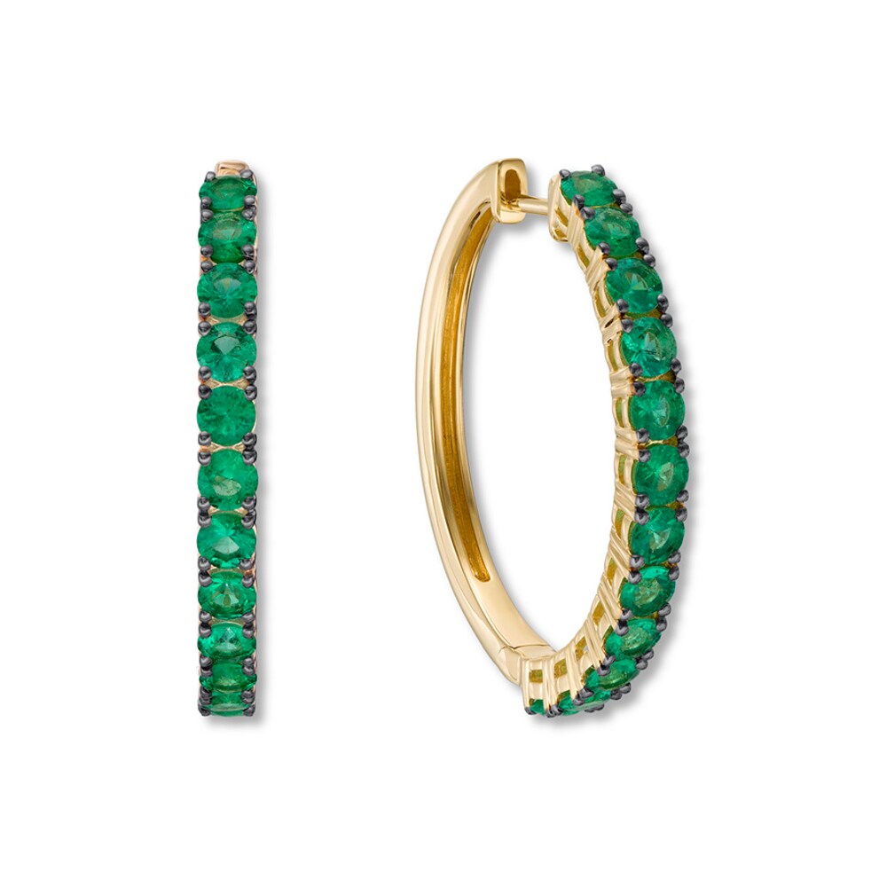 Le Vian Natural Emerald Hoop Earrings 14K Honey Gold neHdp2yA