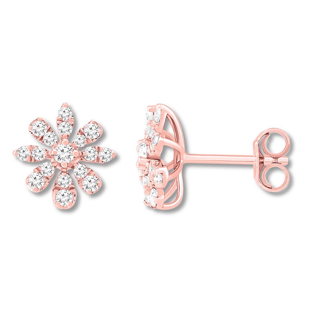 Diamond Flower Earrings 3/8 ct tw Round-cut 10K Rose Gold nfiDrJj5