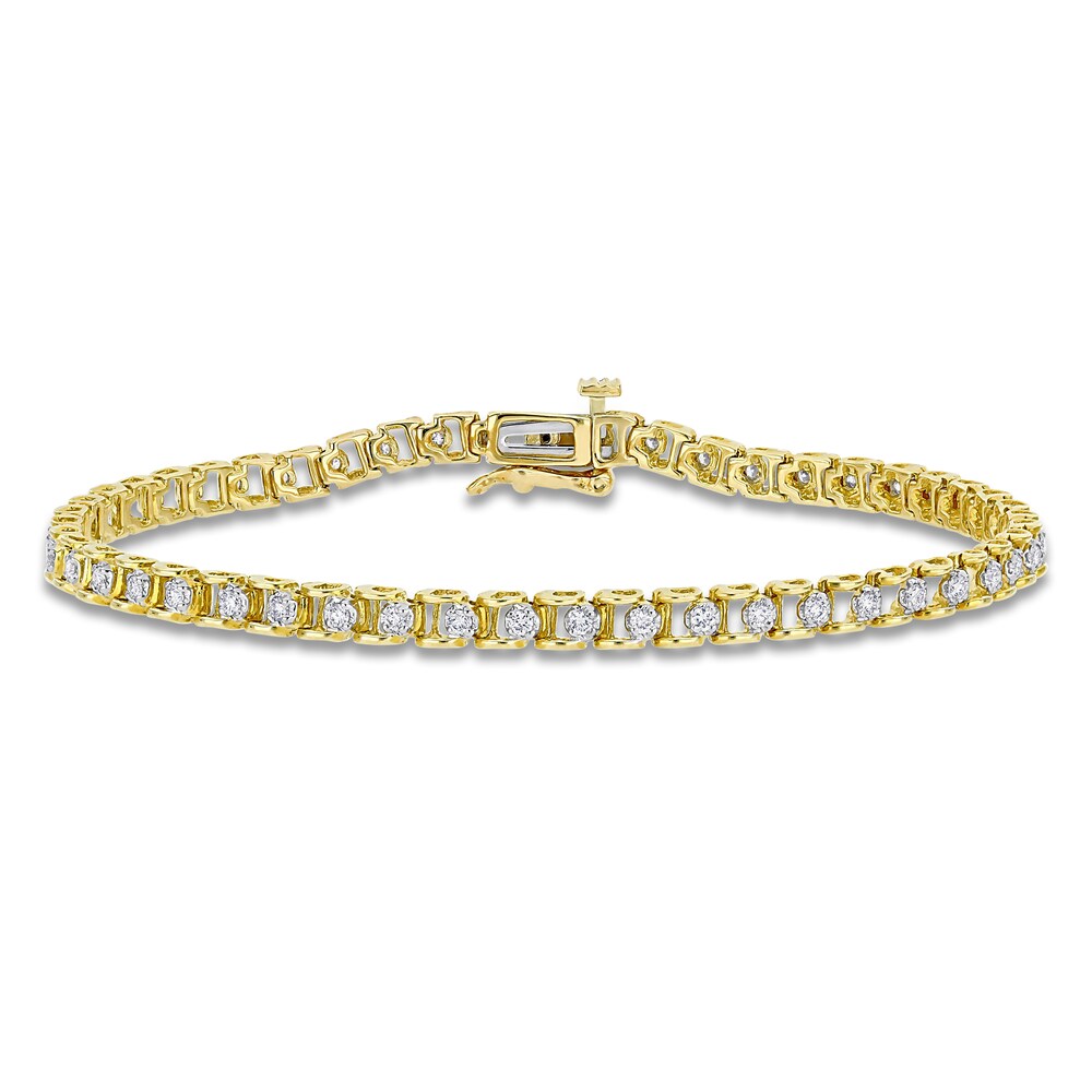 Diamond Tennis Bracelet 3/4 ct tw Round 18K Yellow Gold 7" nicpaOZ2