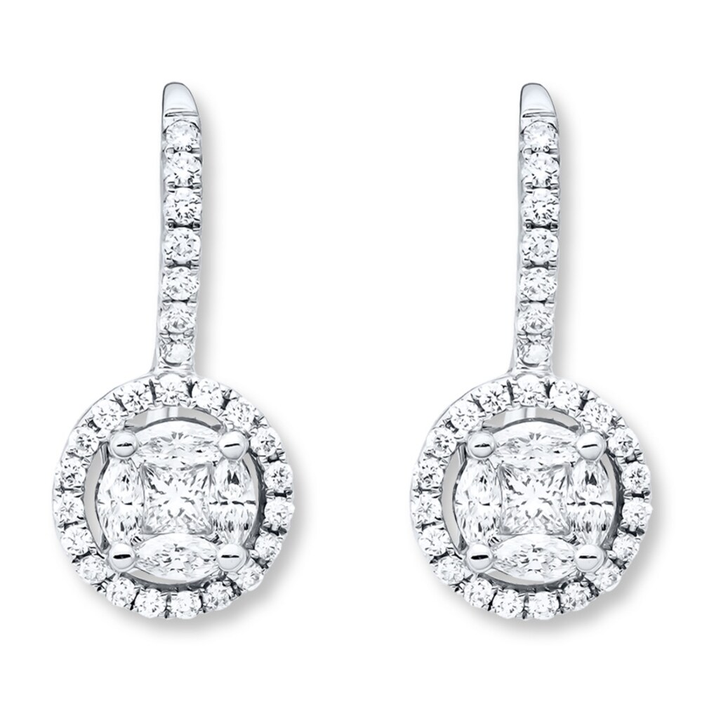 Diamond Drop Earrings 3/4 carat tw 14K White Gold nlPygTNo