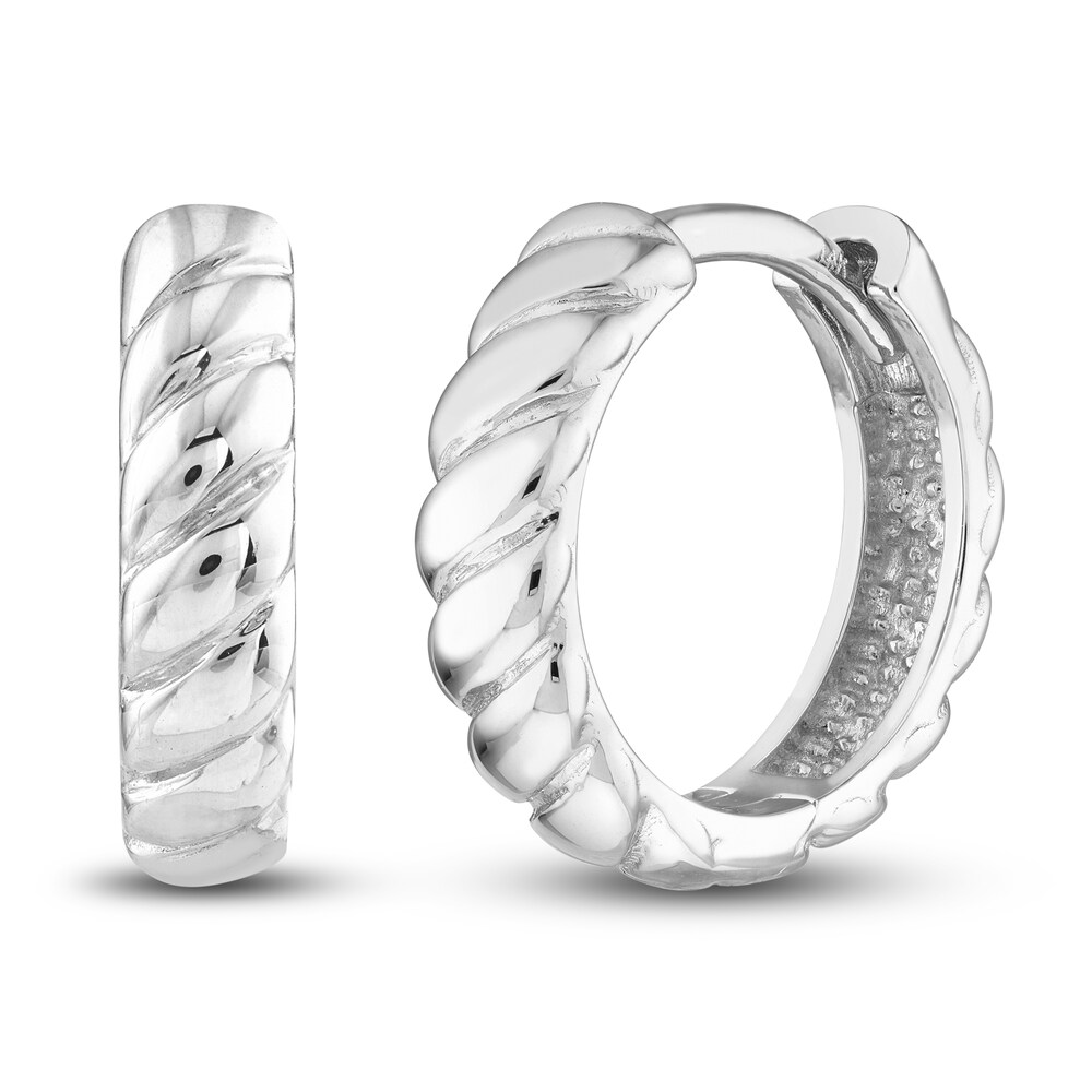 Ribbed Hoop Earrings 14K White Gold np6q7Xs7