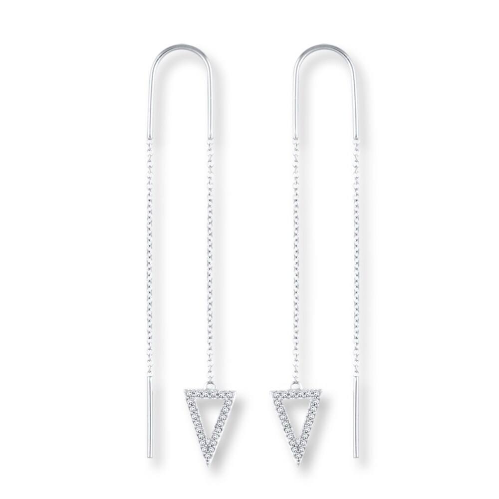 Diamond Threader Earrings 1/6 ct tw Round-cut 10K White Gold np6wr1j9