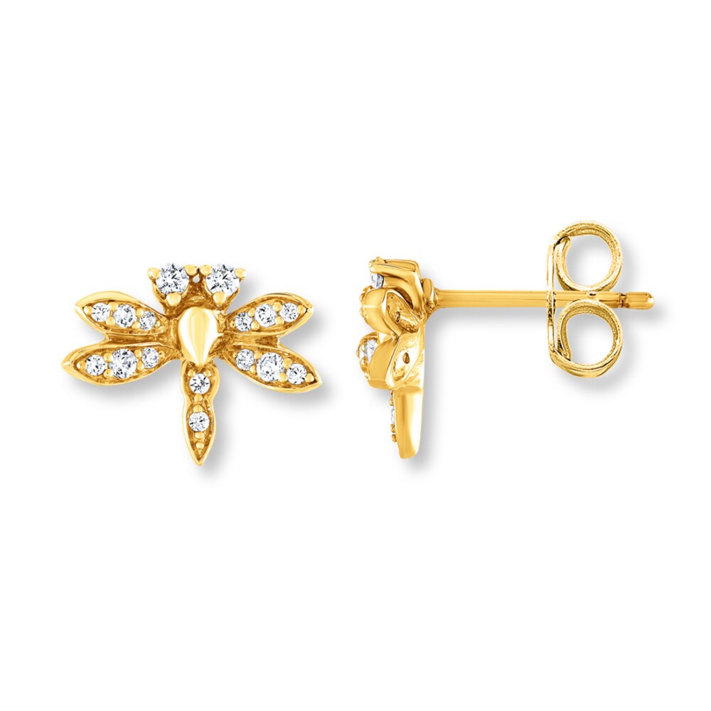 Dragonfly Earrings 1/4 ct tw Diamonds 10K Yellow Gold nql0TTpJ