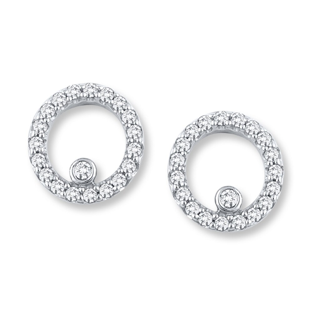 Diamond Earrings 1/5 ct tw Round-cut 10K White Gold nqqUYf51