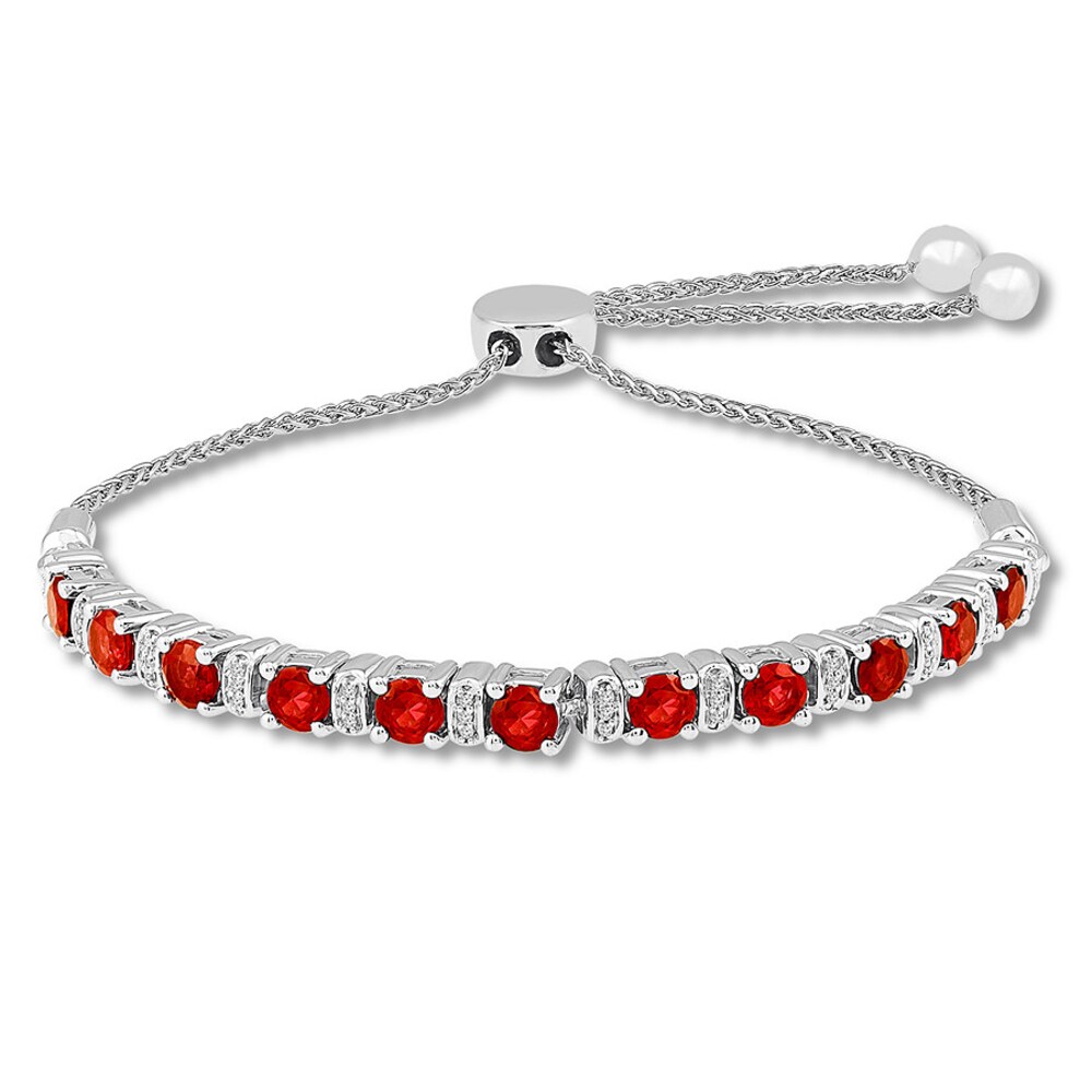 Lab-Created Ruby Bracelet 1/8 ct tw Diamonds Sterling Silver nrokYBUT