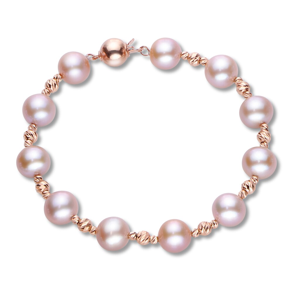 Pink Cultured Freshwater Pearl Bracelet 14K Rose Gold nuZD51my