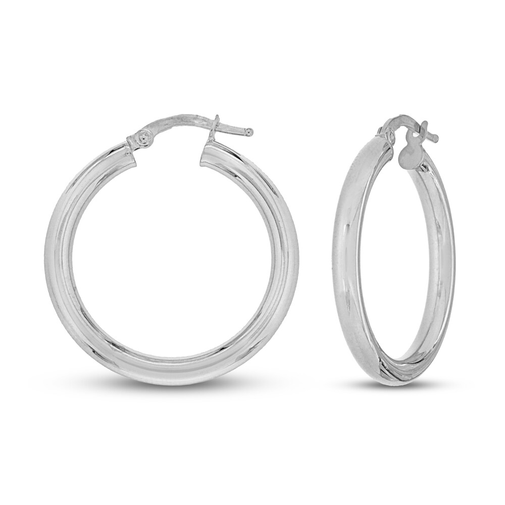 High Polish Hoop Earrings 14K White Gold o4wXIOJ3