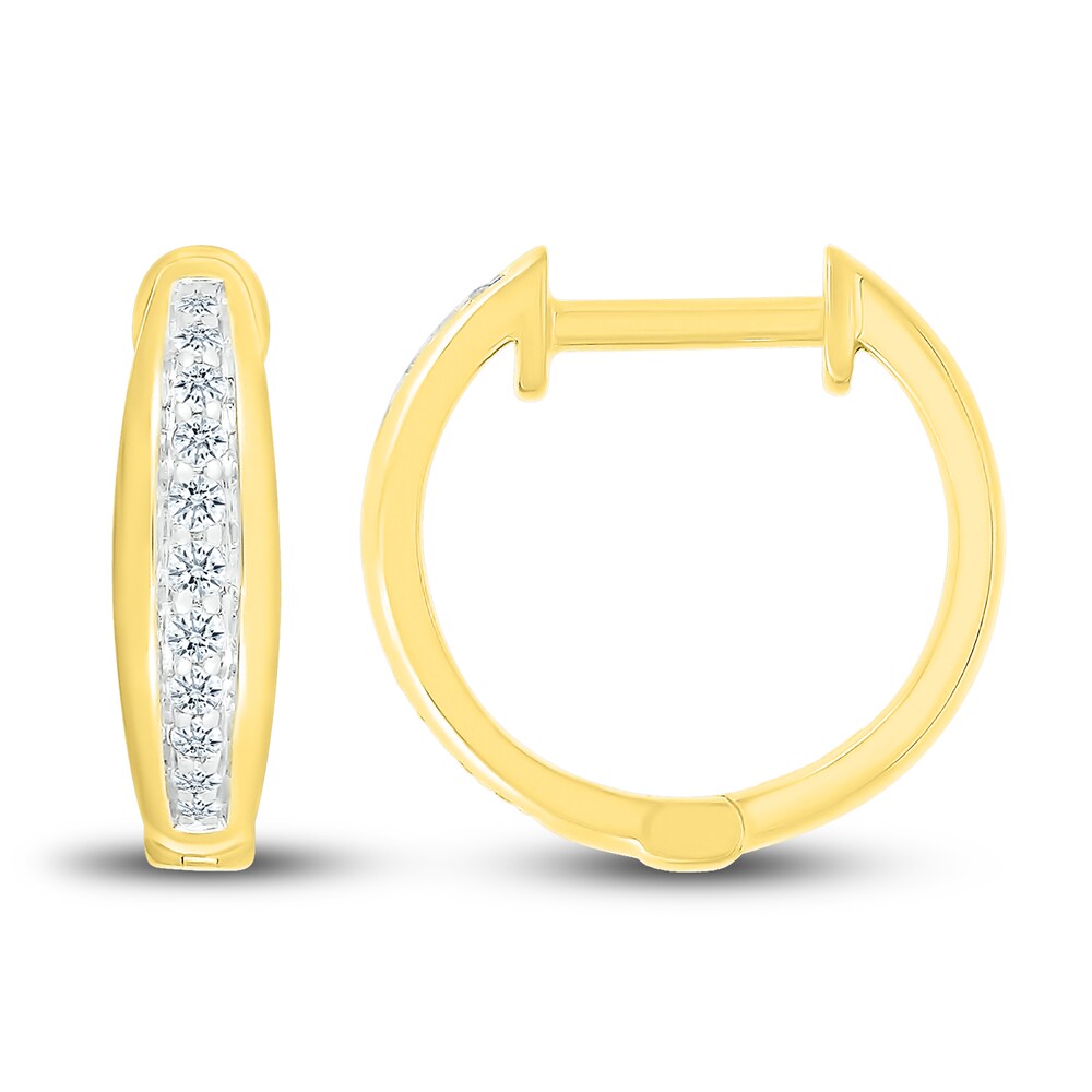 Diamond Hoop Earrings 1/10 ct tw Round 10K Yellow Gold oCbwJ2S6