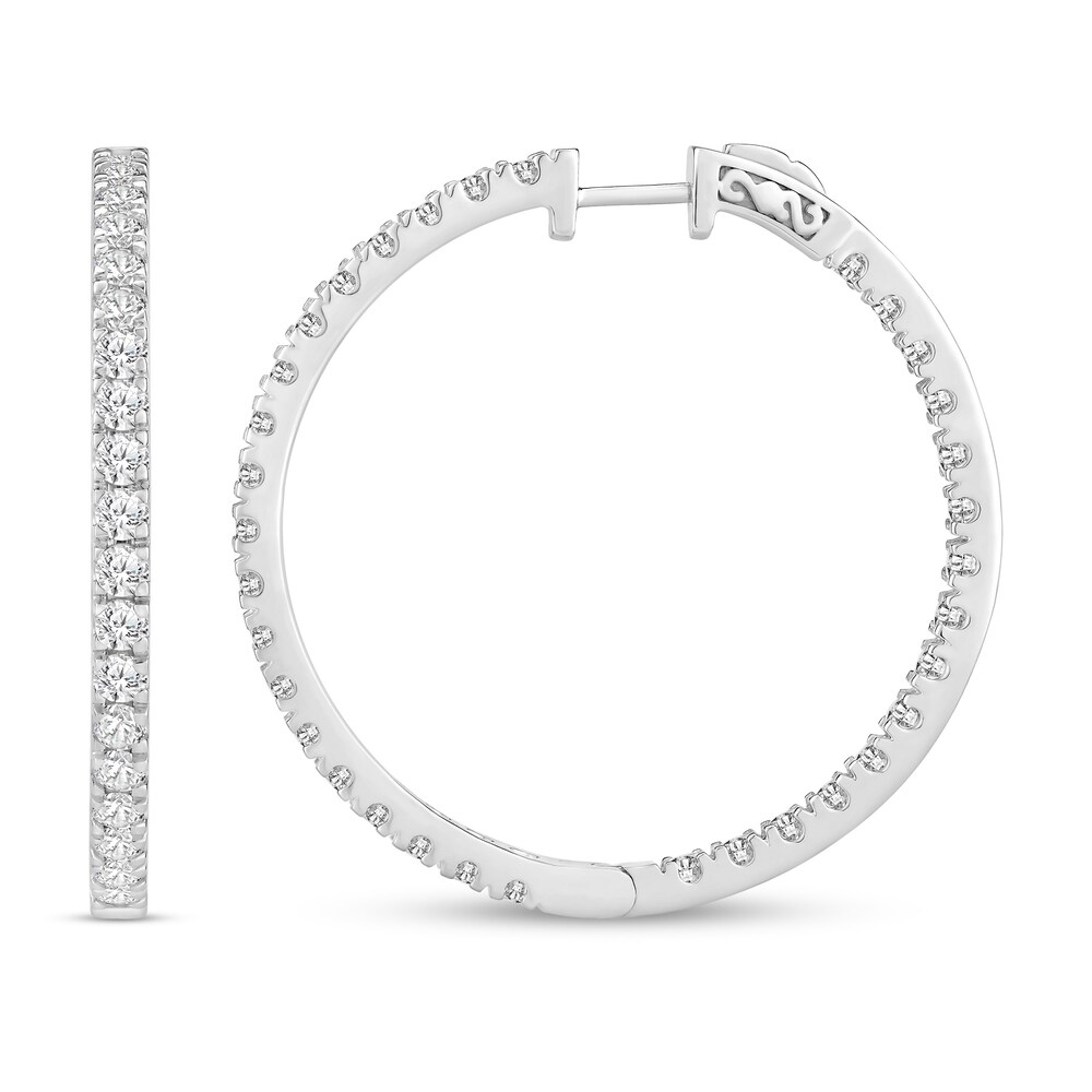 Diamond Hoop Earrings 5 ct tw Round 18K White Gold oHP6XUxU