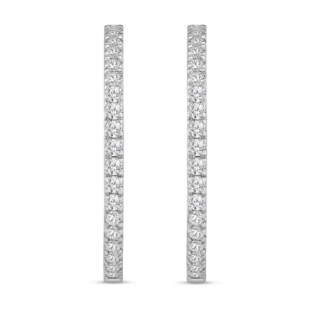 Diamond Hoop Earrings 5 ct tw Round 18K White Gold oHP6XUxU
