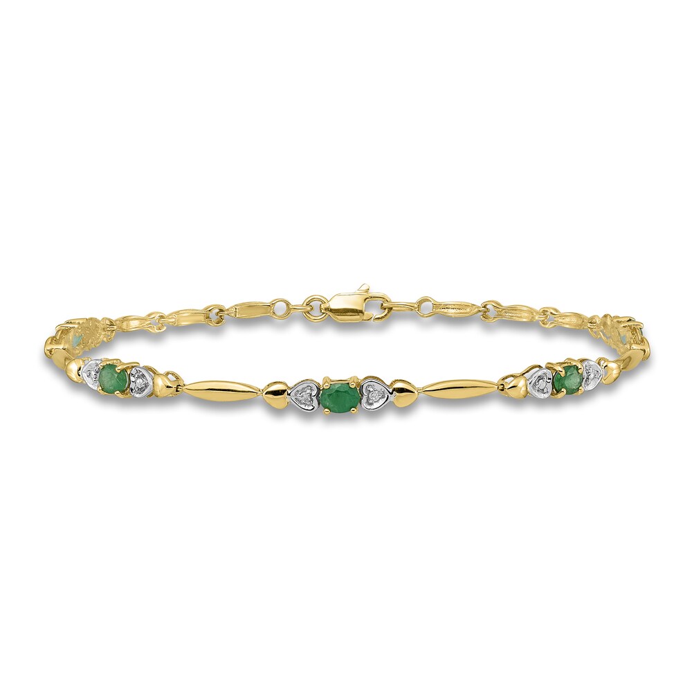 Natural Emerald Bracelet Diamond Accents 14K Yellow Gold oK6WNo50