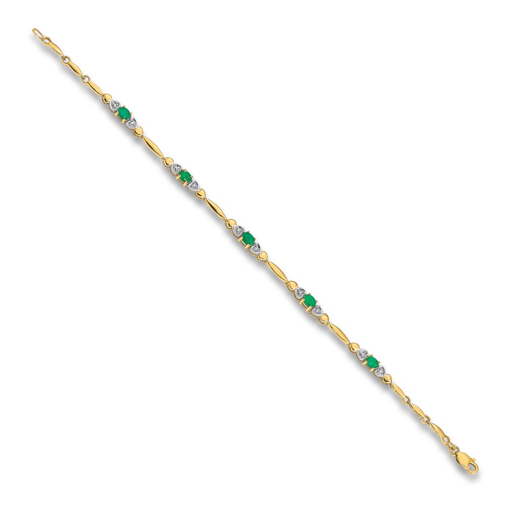 Natural Emerald Bracelet Diamond Accents 14K Yellow Gold oK6WNo50