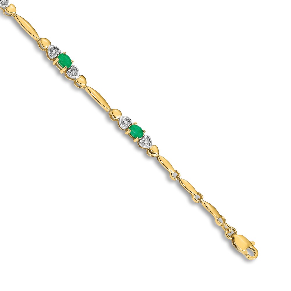 Natural Emerald Bracelet Diamond Accents 14K Yellow Gold oK6WNo50