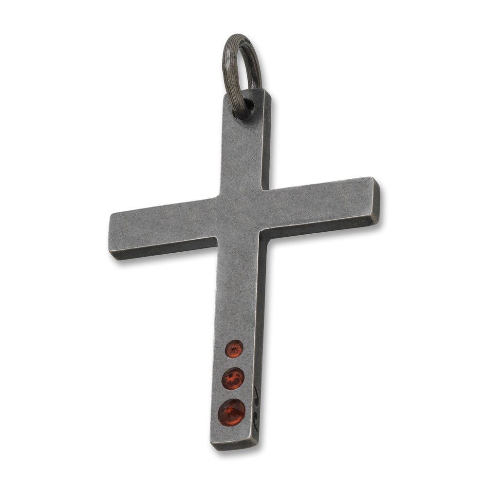 Marco Dal Maso Men's Natural Garnet Cross Charm Sterling Silver oRz4CpIx