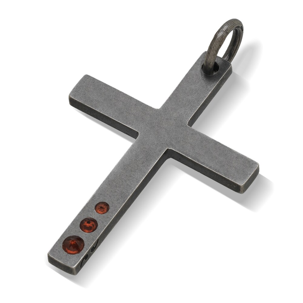 Marco Dal Maso Men\'s Natural Garnet Cross Charm Sterling Silver oRz4CpIx