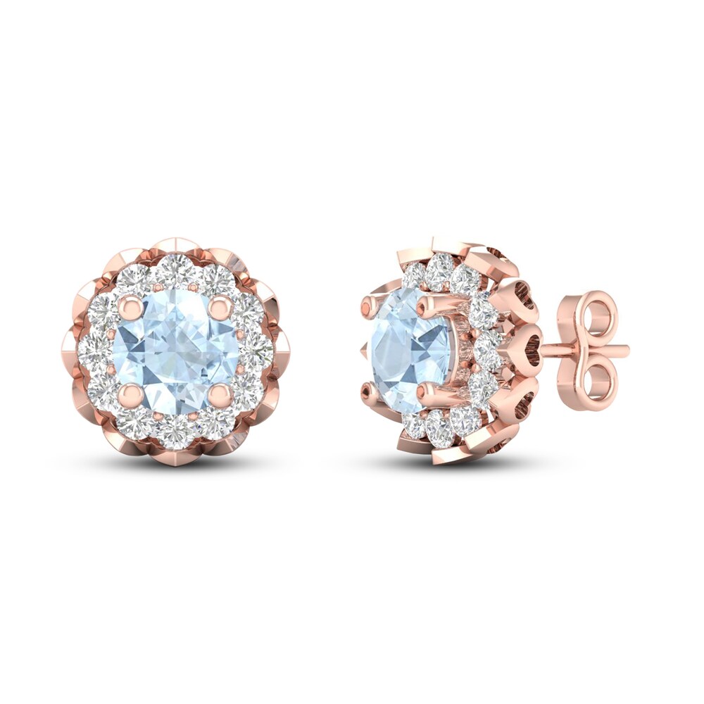 Aquamarine Earrings 5/8 ct tw Diamonds 10K Rose Gold oX0ud4Hj