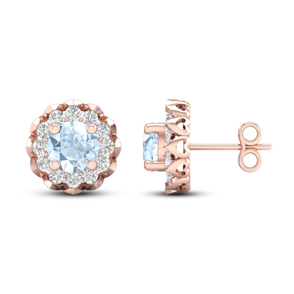 Aquamarine Earrings 5/8 ct tw Diamonds 10K Rose Gold oX0ud4Hj