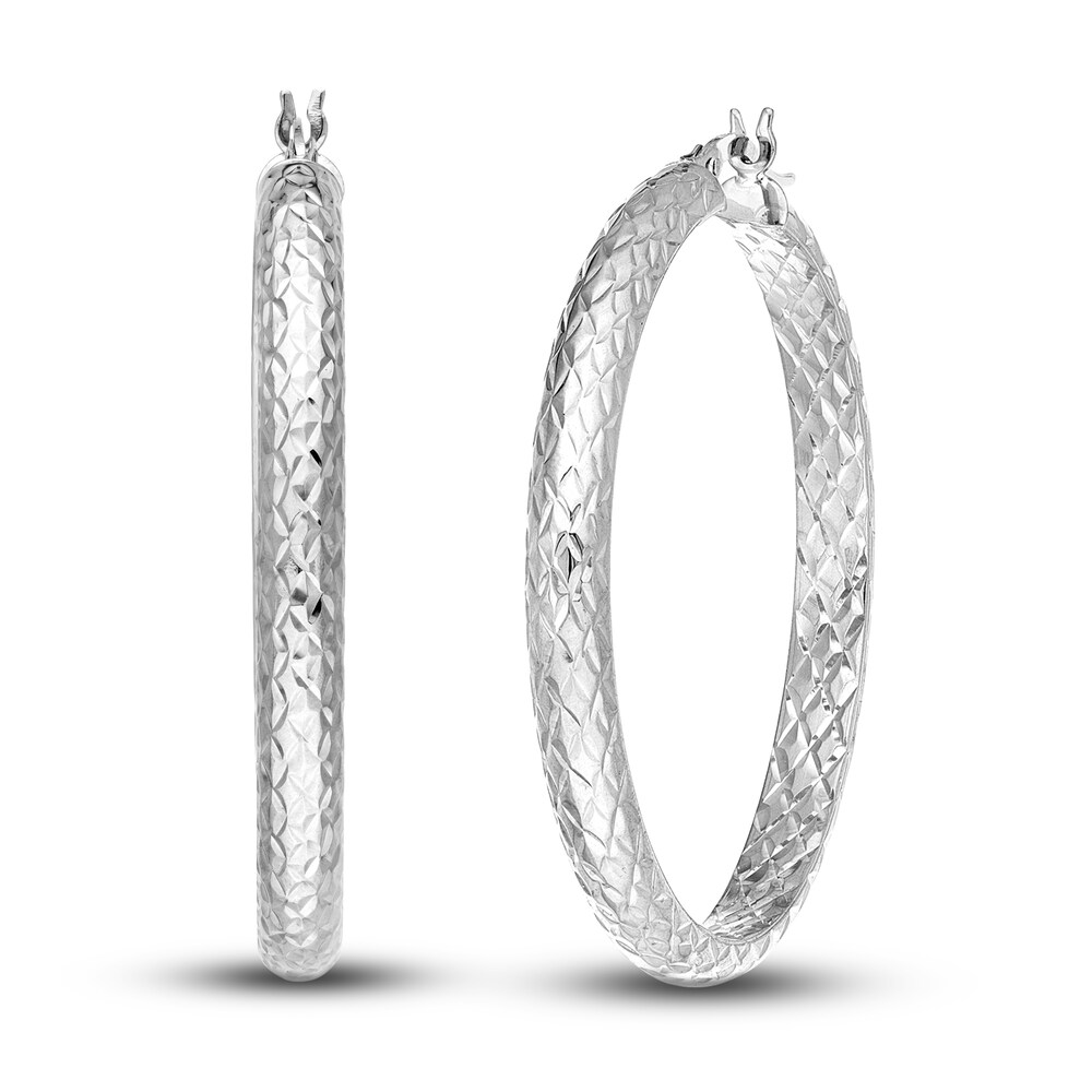 Diamond-Cut In/Out Hoop Earrings 14K White Gold 40mm ocCMQ4qs