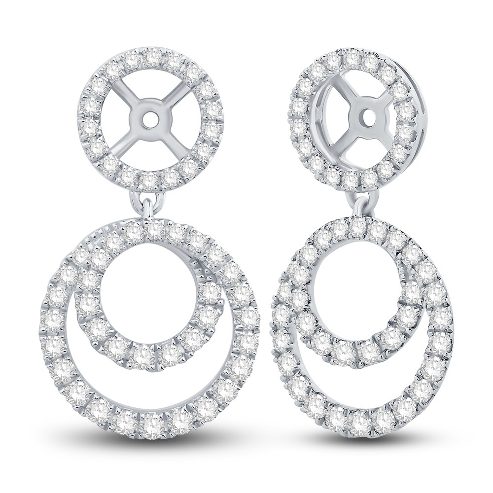 Diamond Double Halo Dangle Earring Jackets 3/4 ct tw Round 14K White Gold oiVKnAes