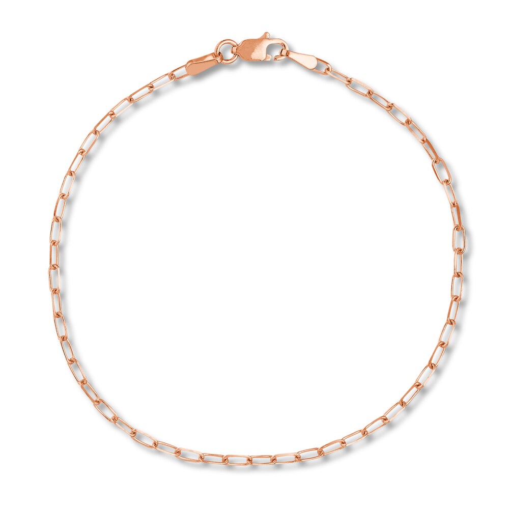 Paper Clip Chain Bracelet 14K Rose Gold 7.25\" om2u2kUa