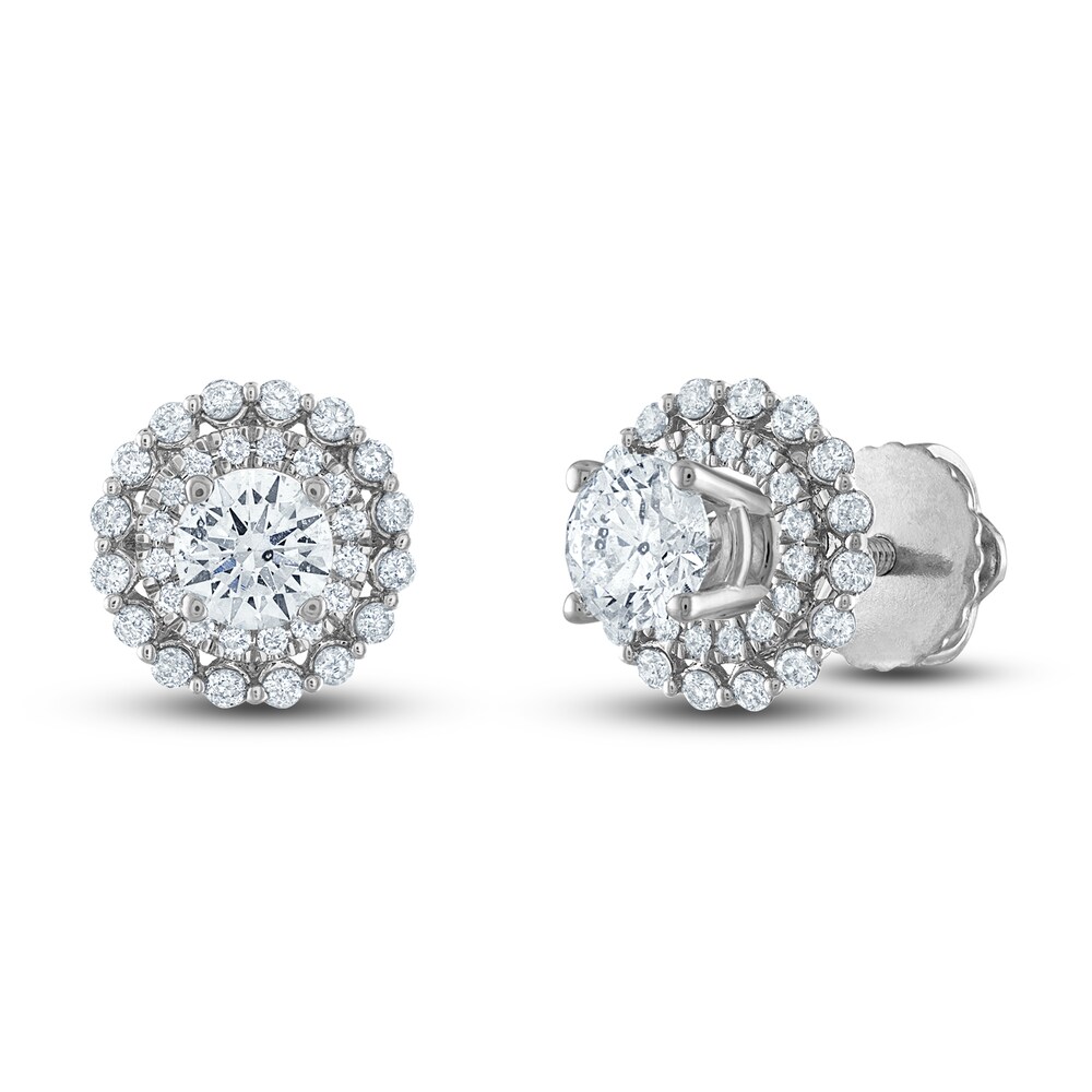 Diamond Double Halo Earring Jackets 3/8 ct tw Round 14K White Gold orJQRsGv