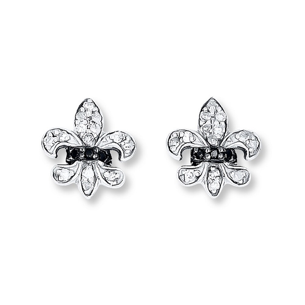 Fleur-de-Lis Earrings 1/6 ct tw Diamonds Sterling Silver ovXOFD5W