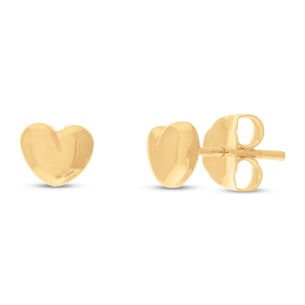Heart Stud Earrings 14K Yellow Gold owkplhLZ