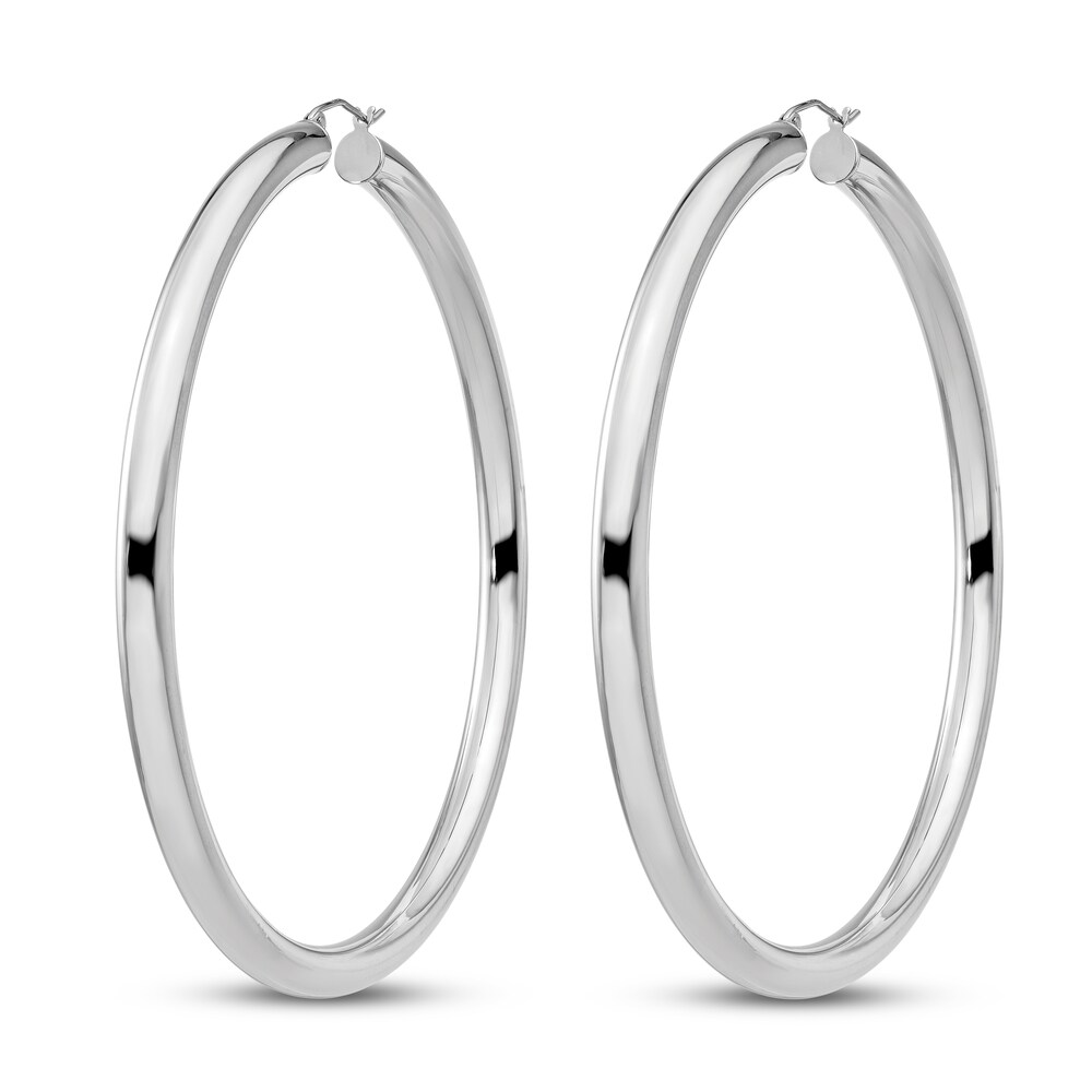 Round Hoop Earrings Sterling Silver oyF26S2V