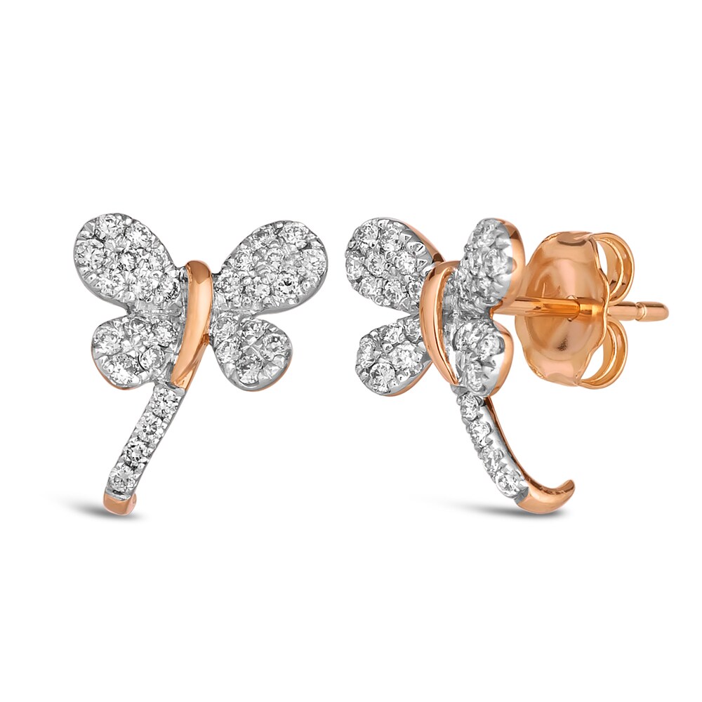 Le Vian Diamond Butterfly Earrings 1/3 ct tw Round 14K Strawberry Gold p5MzSnKd