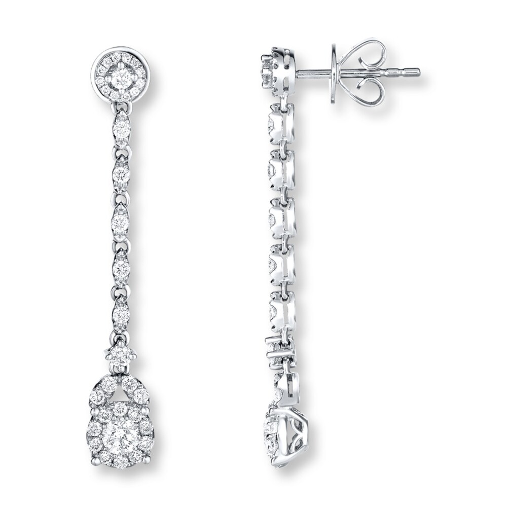 Diamond Drop Earrings 1 ct tw Round-cut 14K White Gold pCE0VgtS