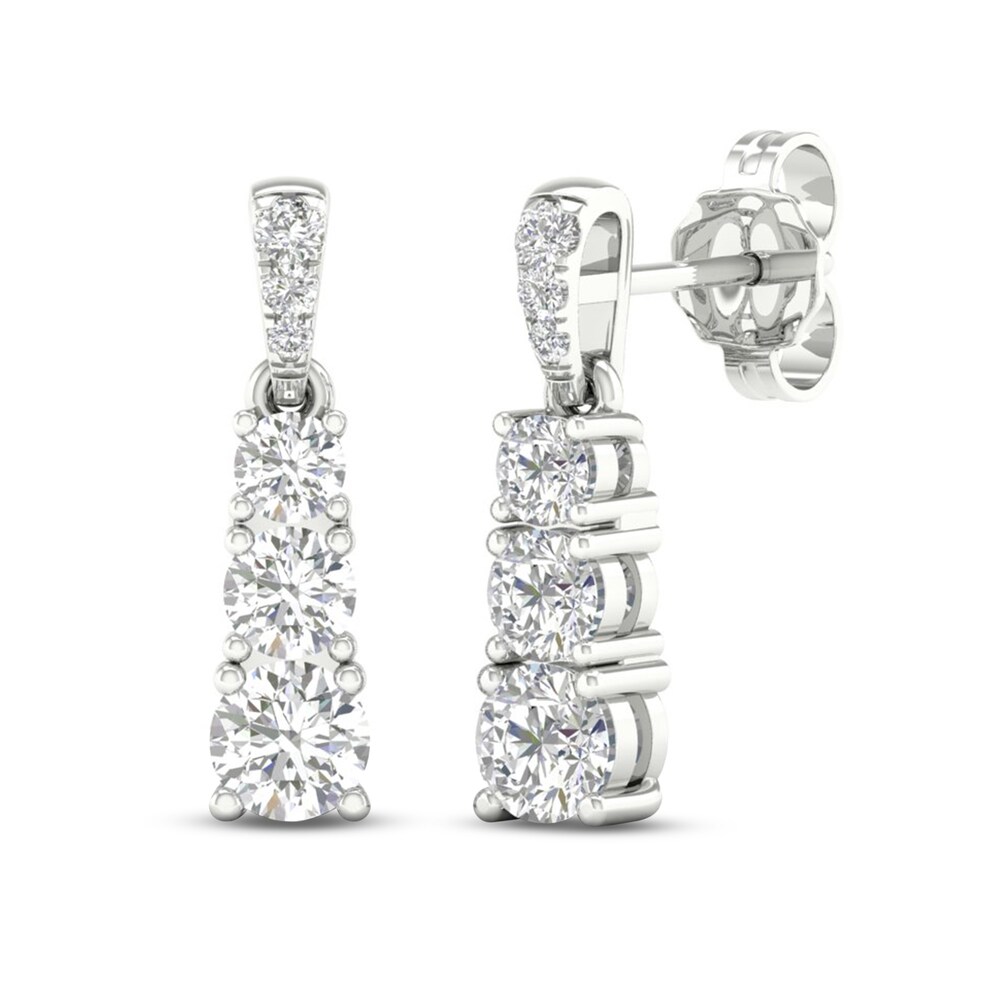 Diamond 3-Stone Earrings 1 ct tw Round 14K White Gold pCbBPeKU