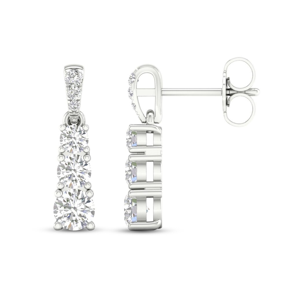 Diamond 3-Stone Earrings 1 ct tw Round 14K White Gold pCbBPeKU