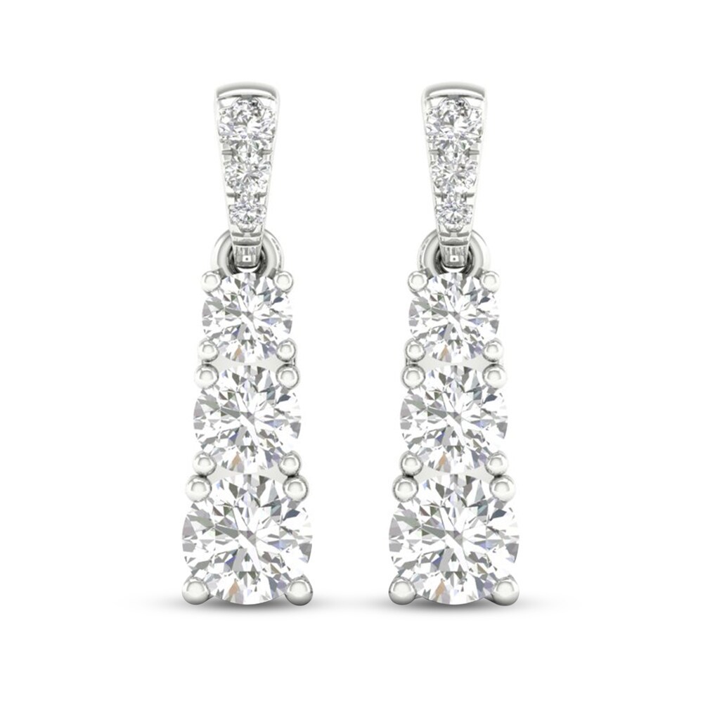 Diamond 3-Stone Earrings 1 ct tw Round 14K White Gold pCbBPeKU