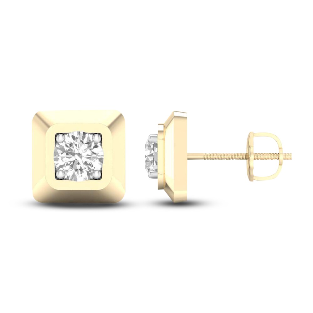 Men's Lab-Created Diamond Stud Earrings 2 ct tw Round 14K Yellow Gold pFTPJ9w9