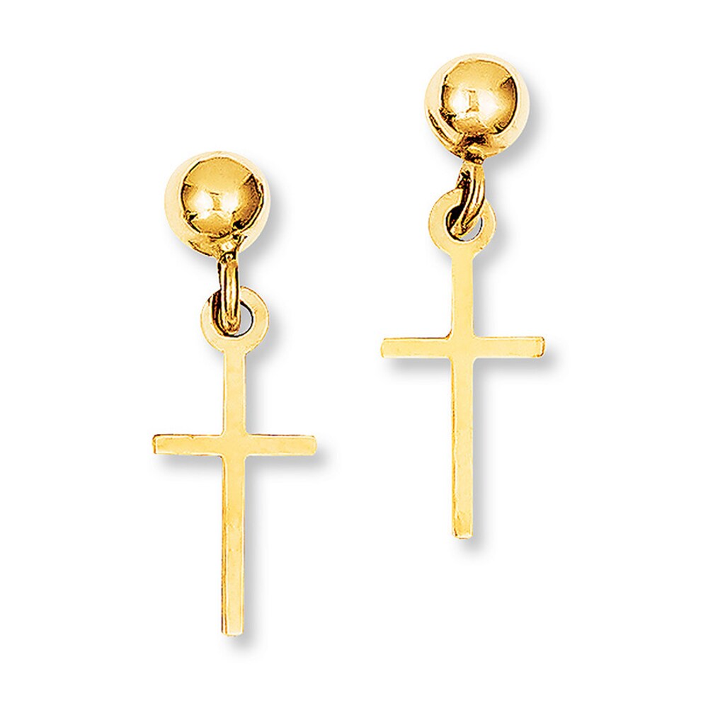 Cross Earrings 14K Yellow Gold pHTIzxK9