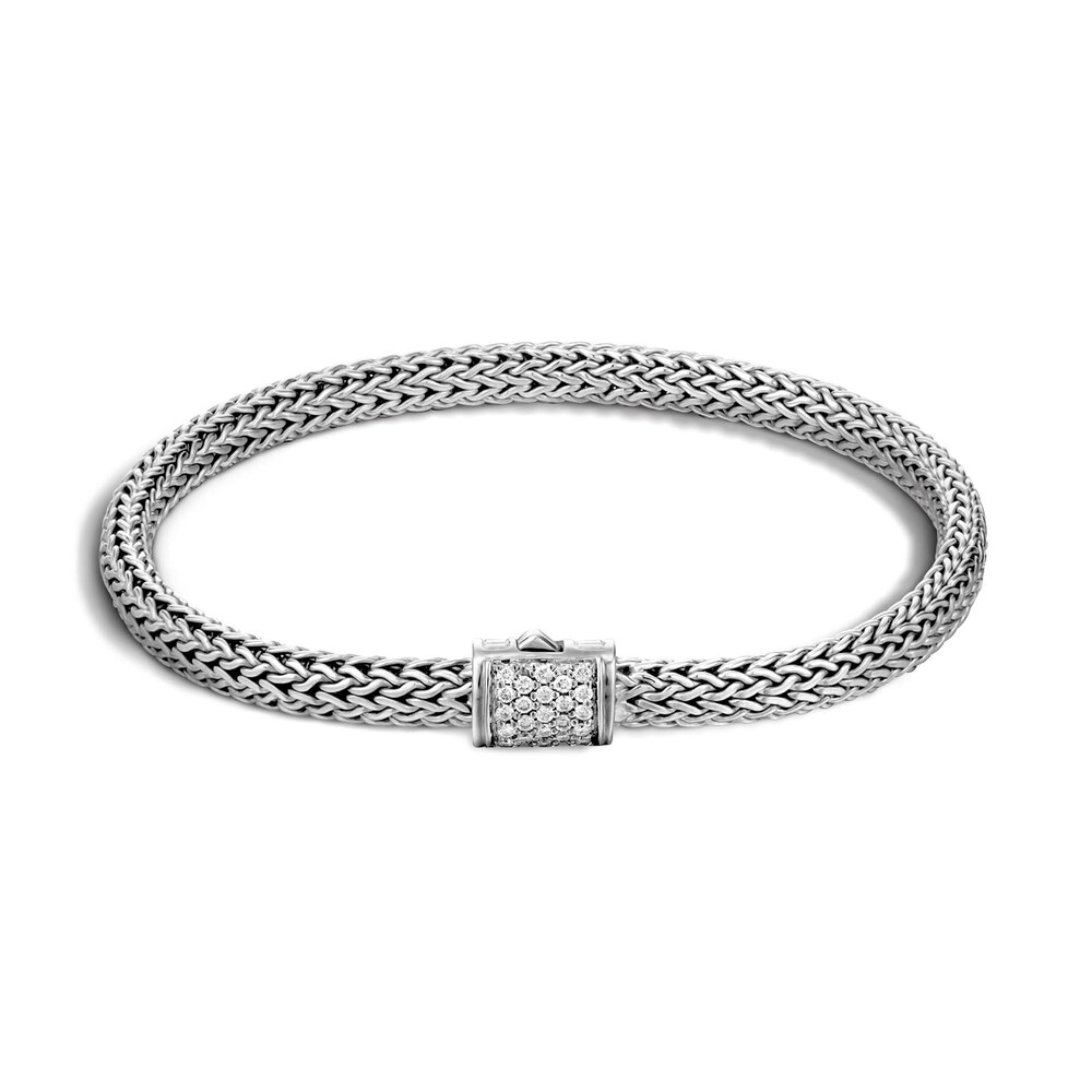John Hardy Classic Chain 5MM Bracelet in Silver with Diamonds, Small pHfhhzcd
