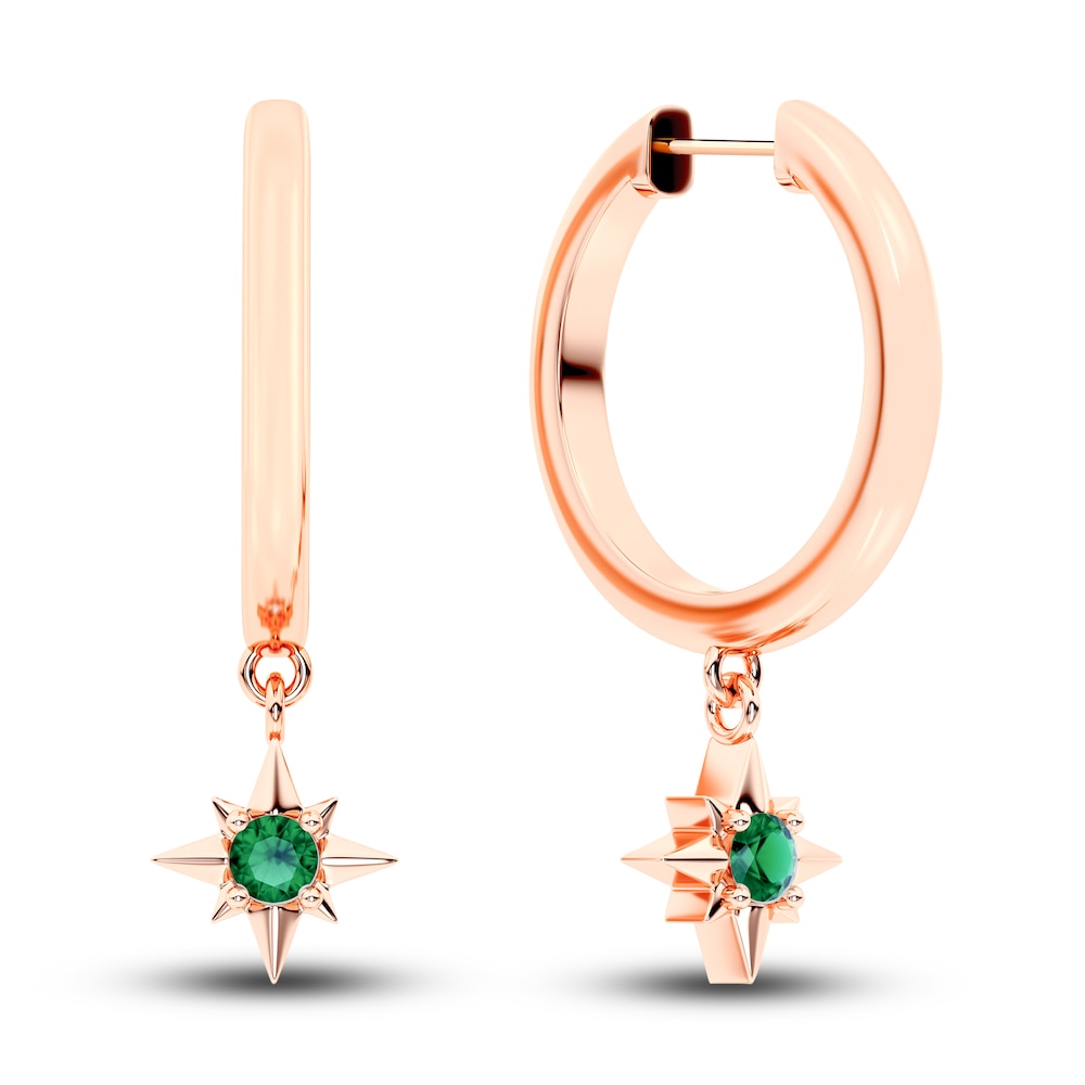 Juliette Maison Natural Emerald Starburst Hoops 10K Rose Gold pJTOC5W6