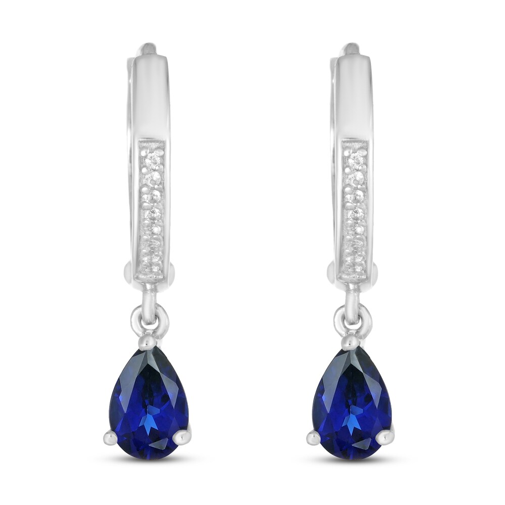Lab-Created Sapphire Earrings Pear-shaped Sterling Silver pRCHQWuq
