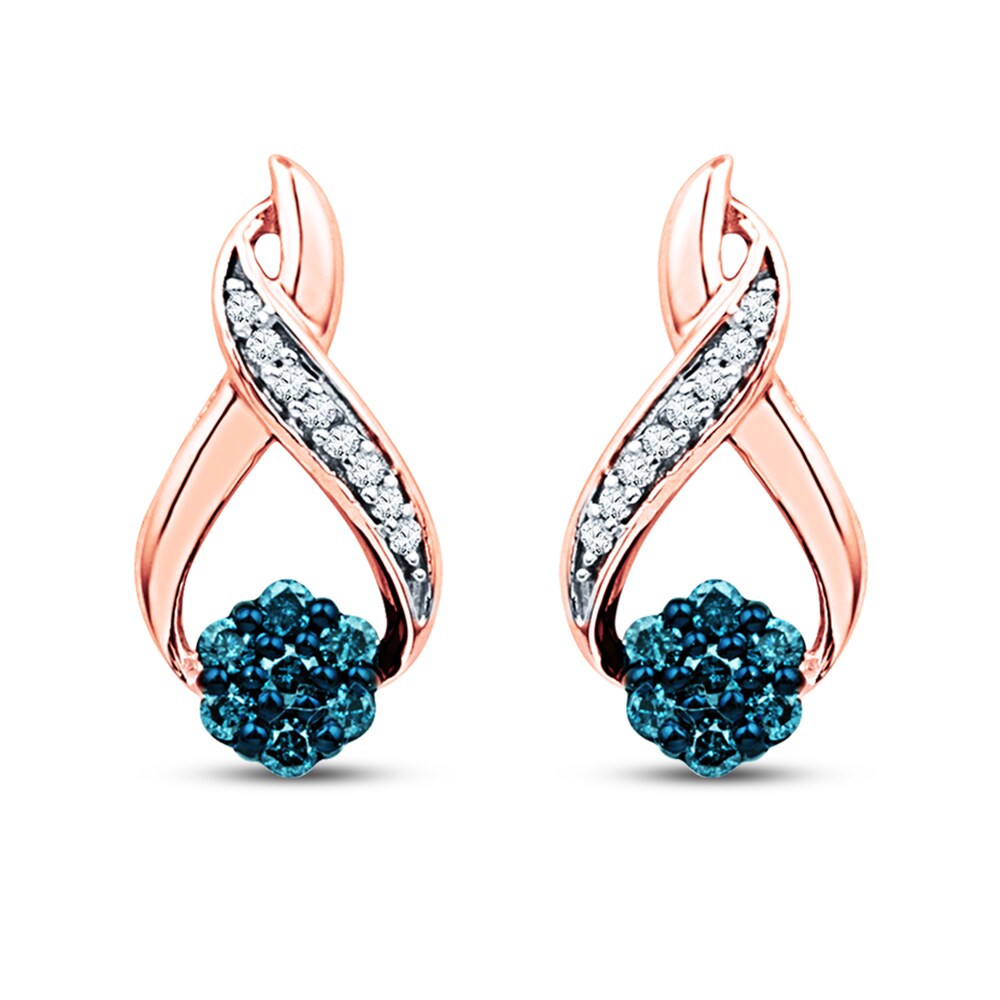 Blue/White Diamond Earrings 1/5 ct tw 10K Rose Gold pRxQ9eQy