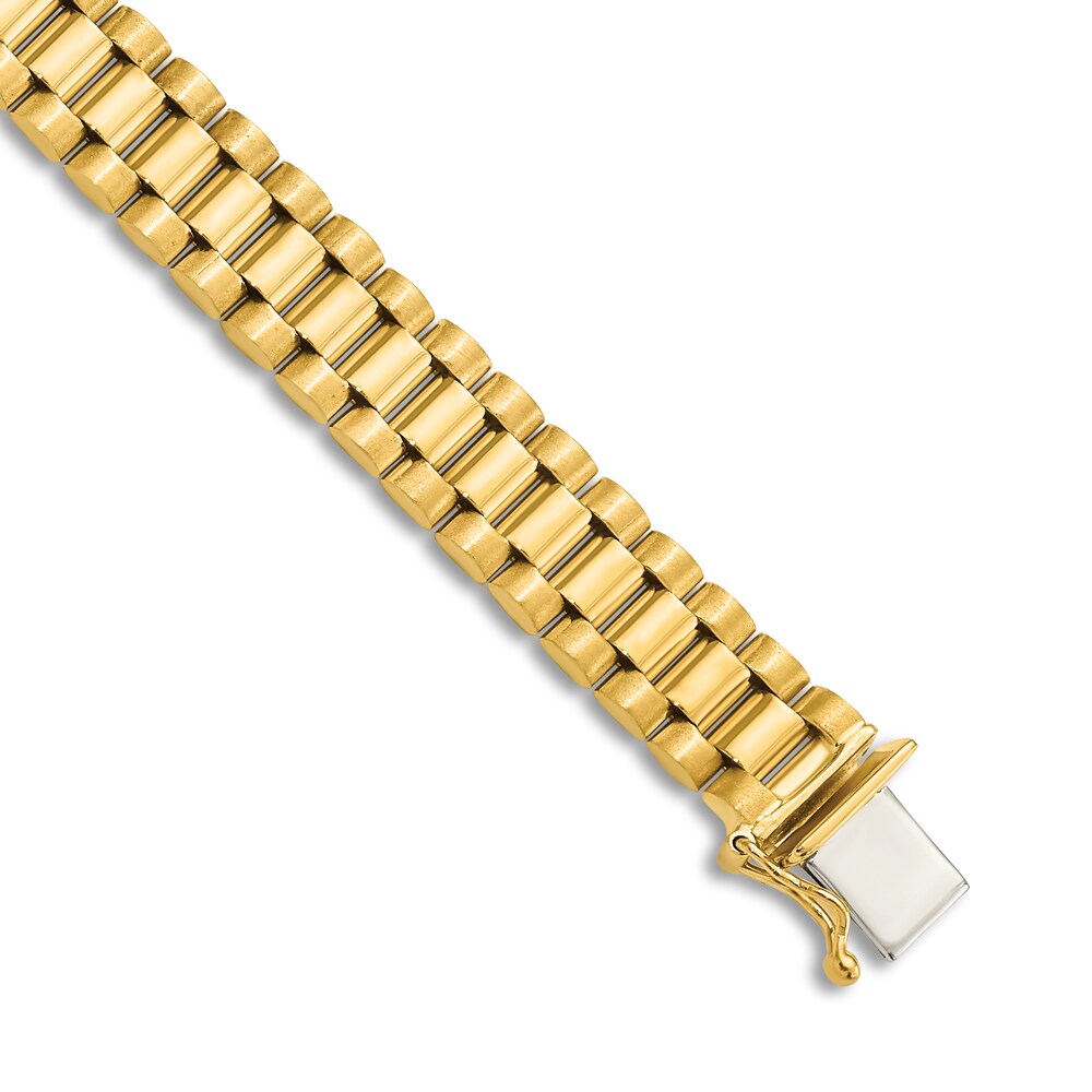 Men's High-Polish Link Bracelet 14K Yellow Gold 8" pU1VsGce