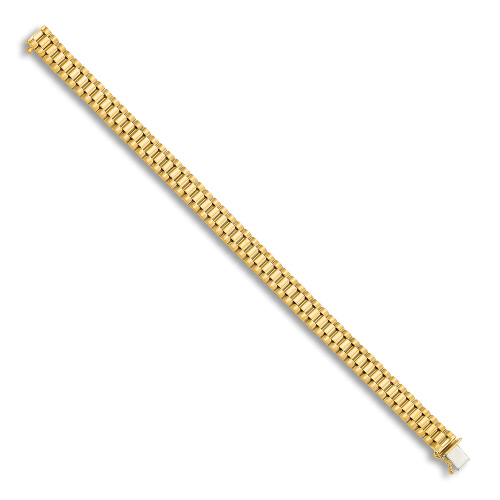 Men\'s High-Polish Link Bracelet 14K Yellow Gold 8\" pU1VsGce