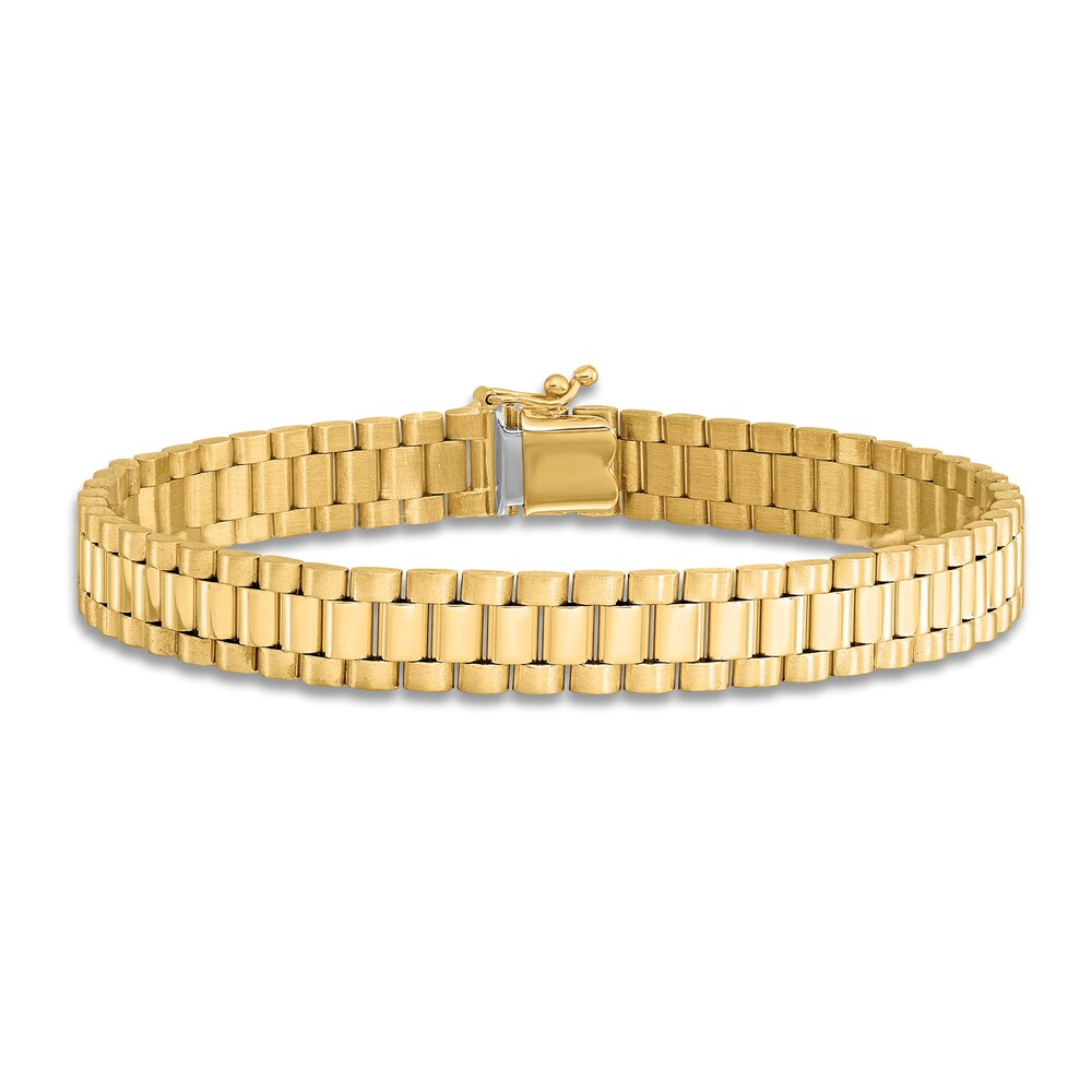 Men\'s High-Polish Link Bracelet 14K Yellow Gold 8\" pU1VsGce