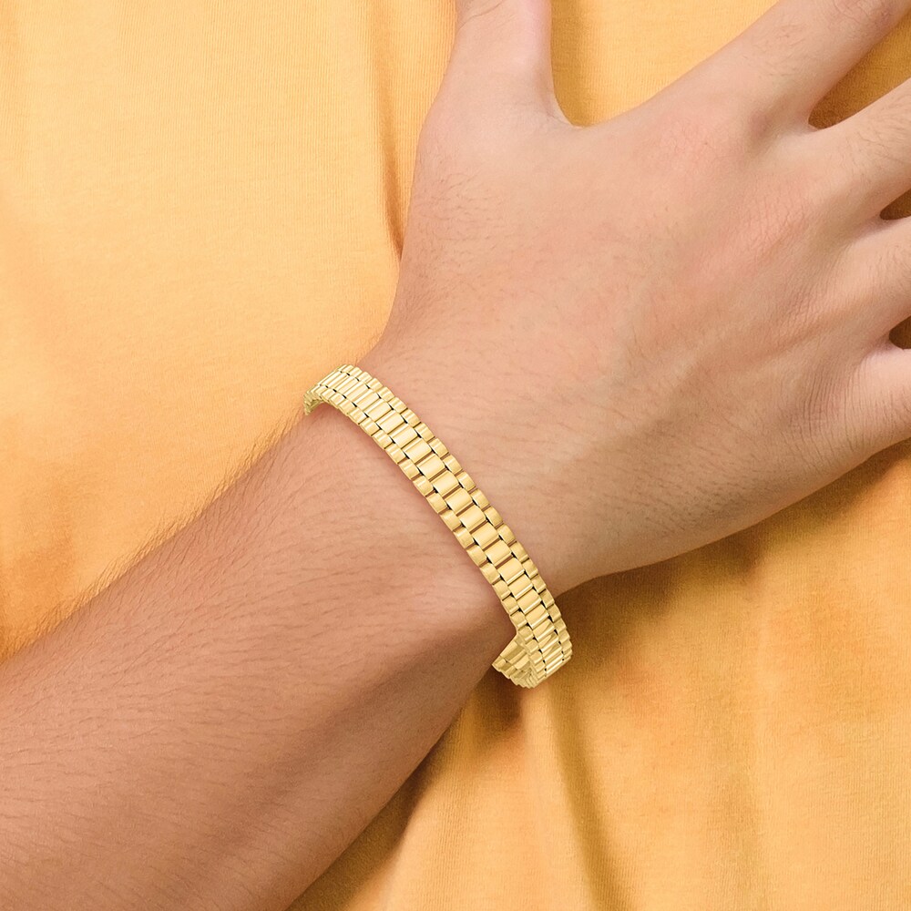 Men\'s High-Polish Link Bracelet 14K Yellow Gold 8\" pU1VsGce