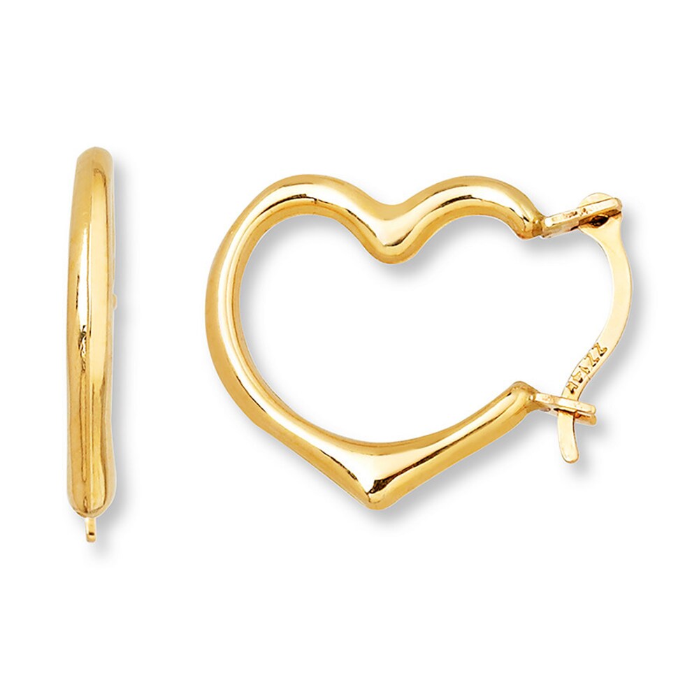 Young Teen Heart Hoop Earrings 14K Yellow Gold pWQf9C6f