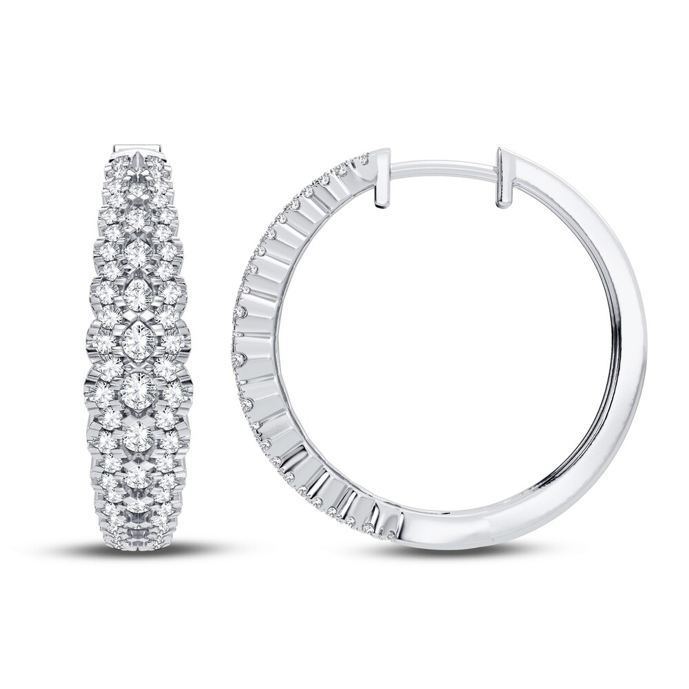 Diamond Hoop Earrings 1 ct tw Round 14K White Gold paNVL6aQ