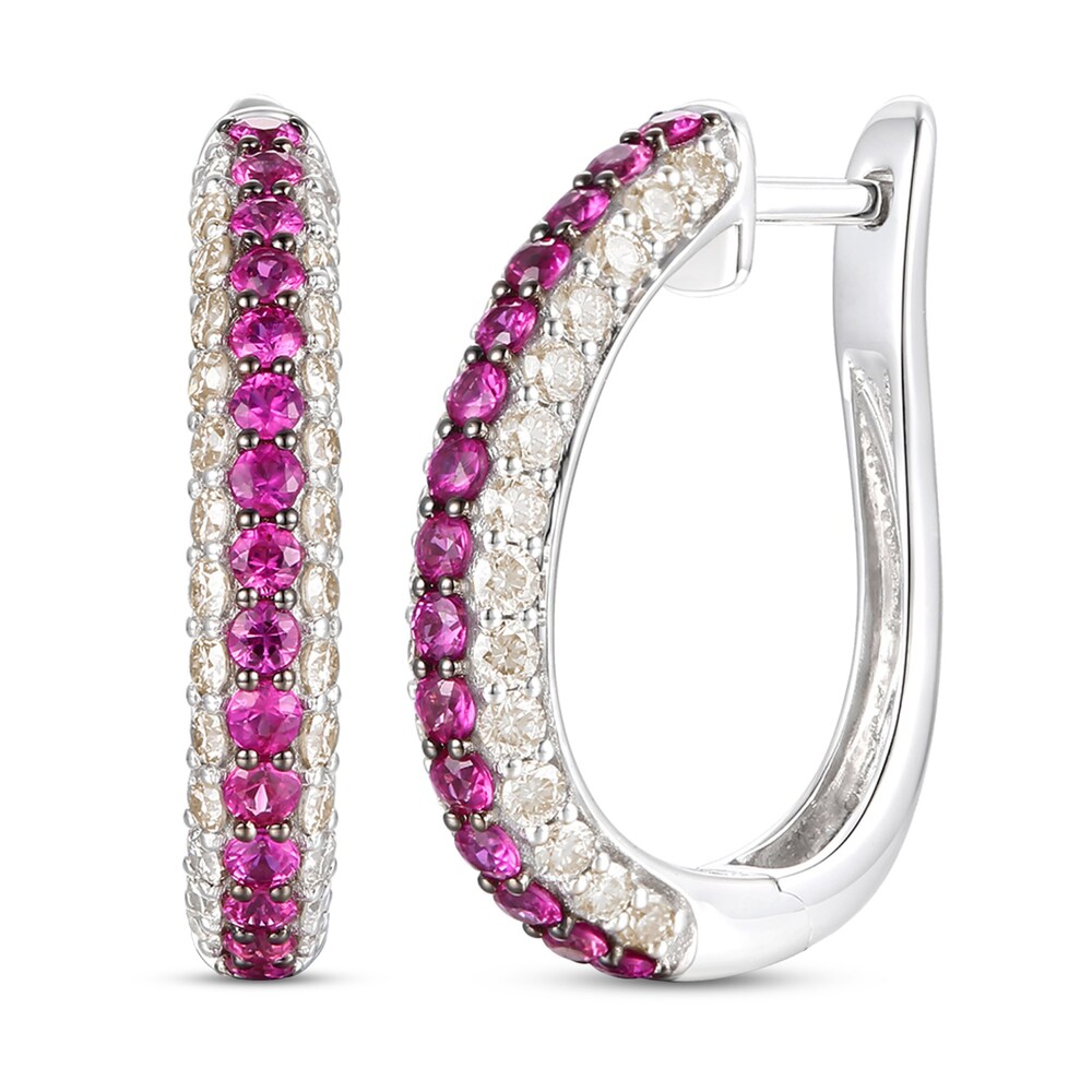 Le Vian Natural Ruby Hoop Earrings 7/8 ct tw Diamonds 14K Vanilla Gold pe5SF14O