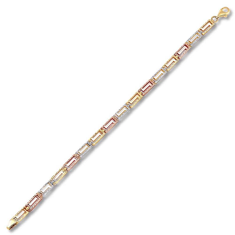 Link Chain Bracelet 10K Tri-Color Gold 7.25" peNrsNgH