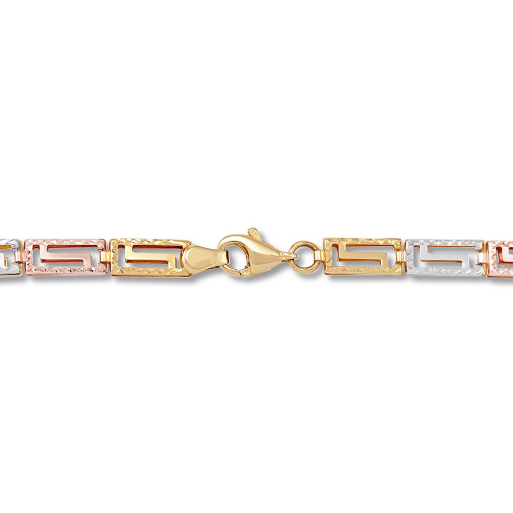 Link Chain Bracelet 10K Tri-Color Gold 7.25\" peNrsNgH