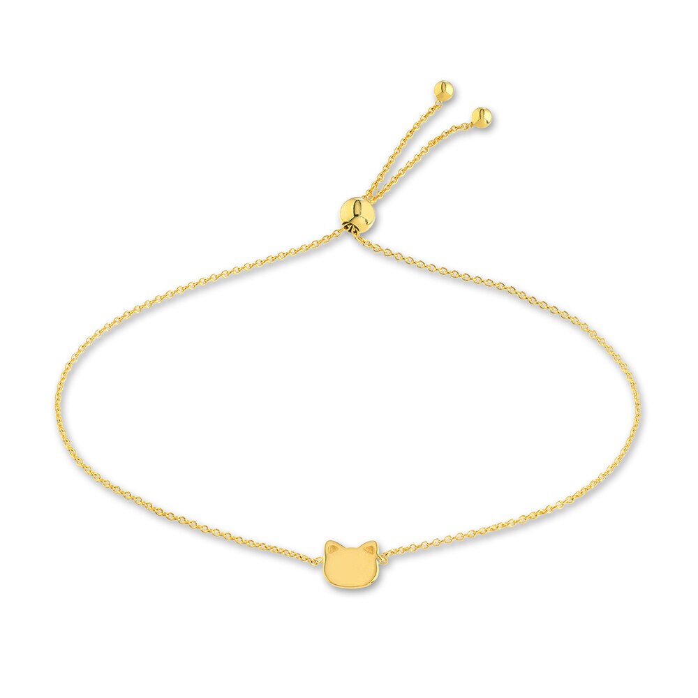 Cat Head Bolo Bracelet 14K Yellow Gold peaaDfmD