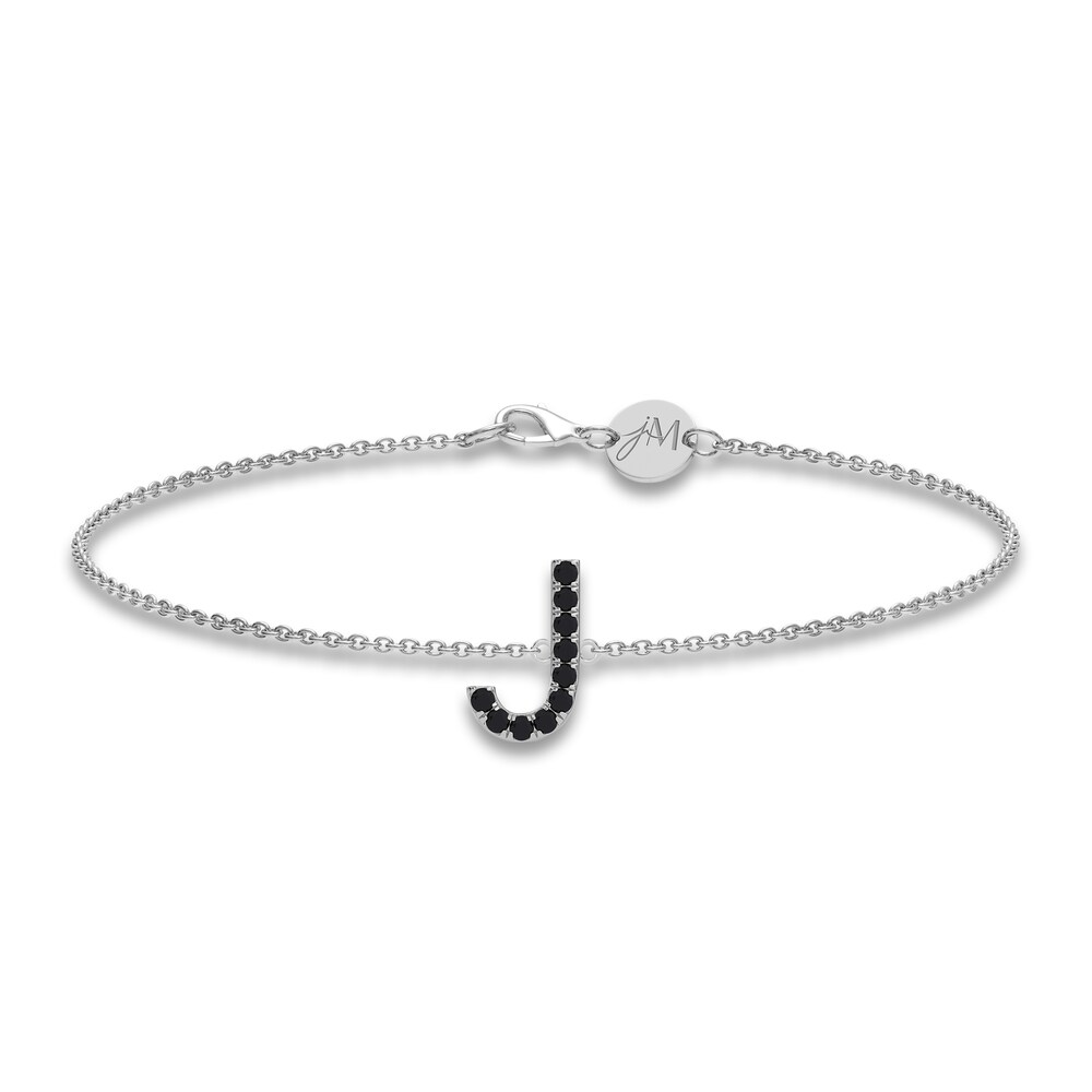 Juliette Maison Black Diamond Station Name Bracelet 1/4 ct tw Round 10K White Gold pkMWbhVE